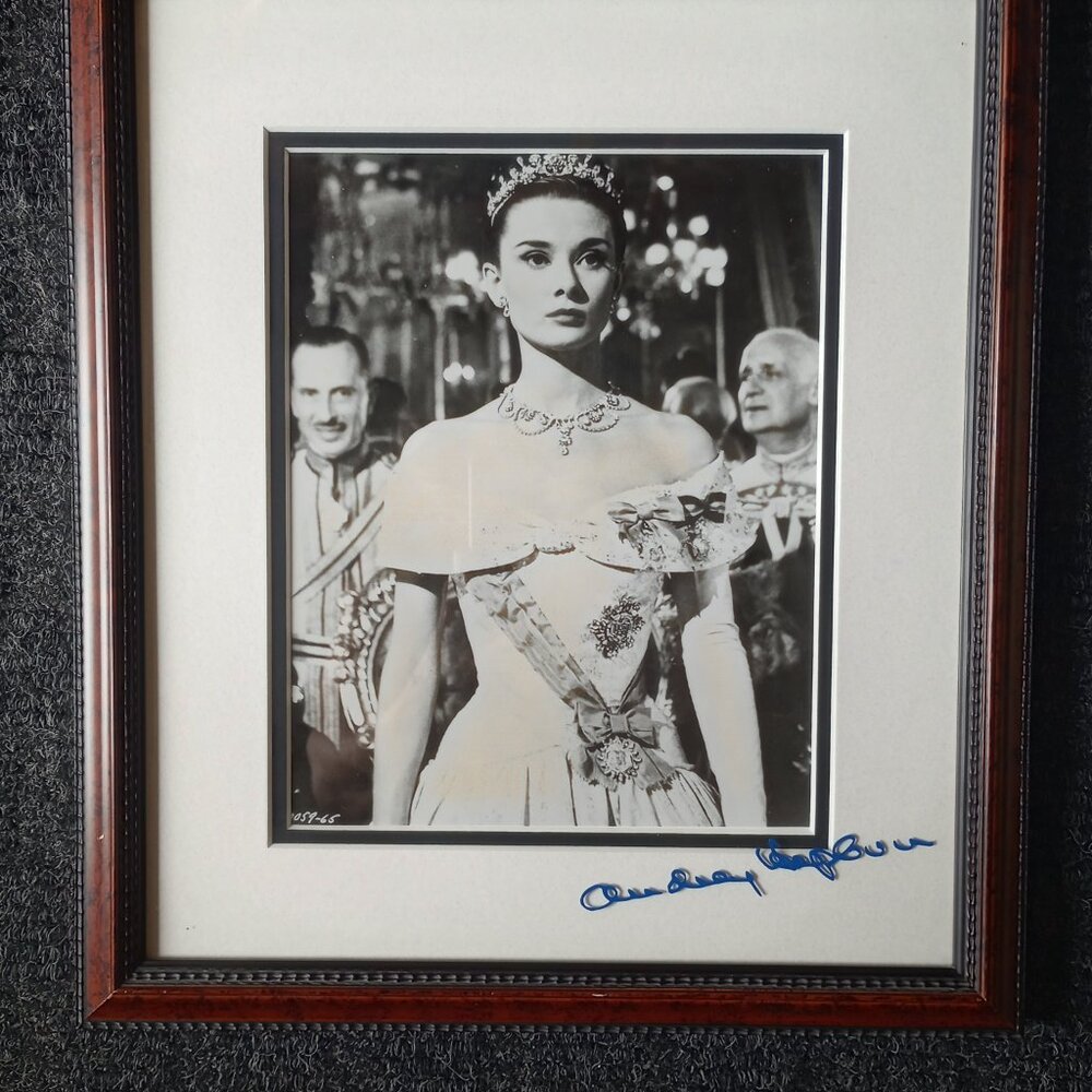 Framed print of actress Audrey Hepburn as she looked in Roman Holiday